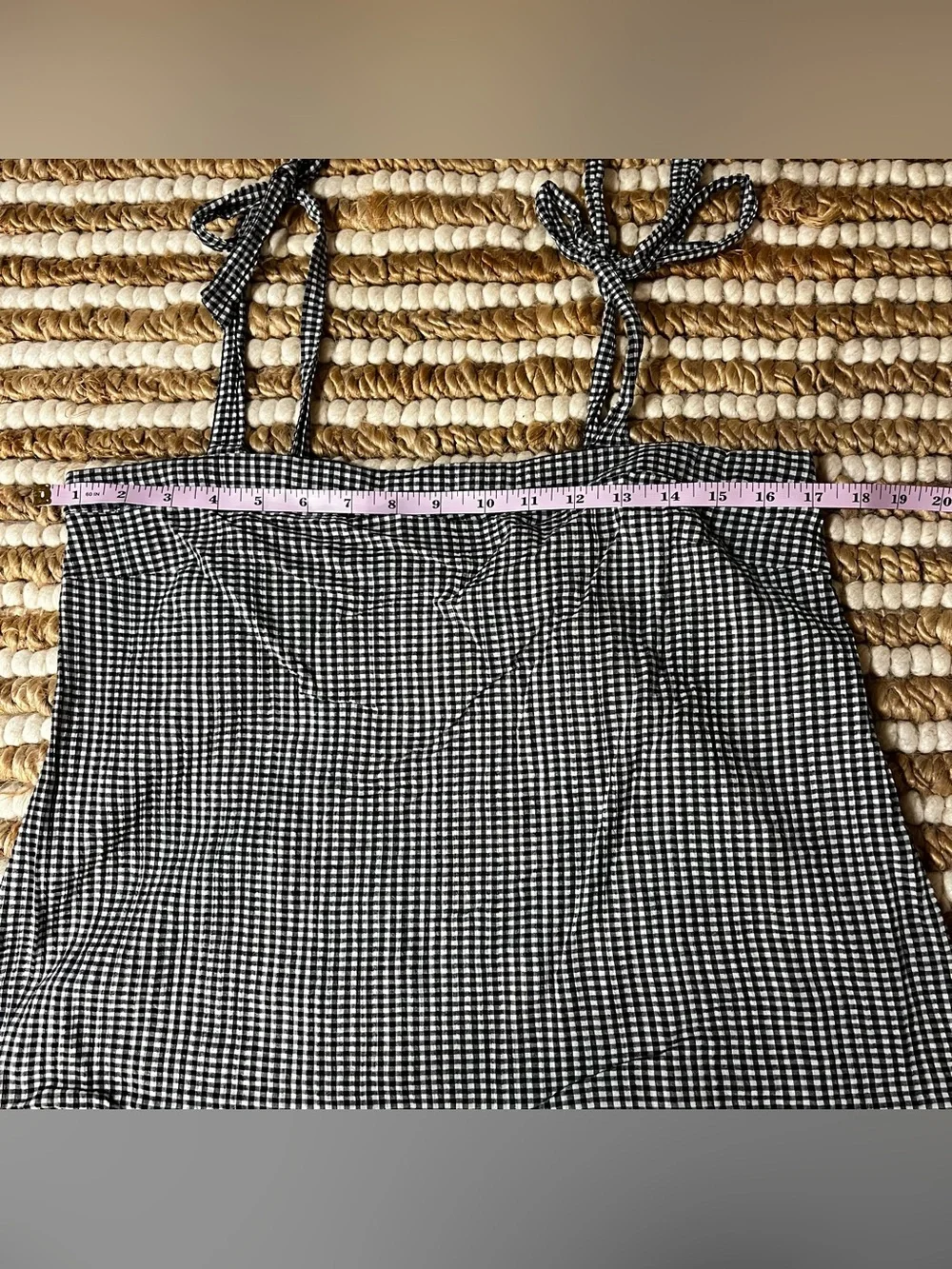 J crew 100% Cotton Black & White Gingham Tie-Strap tube top Cami Top